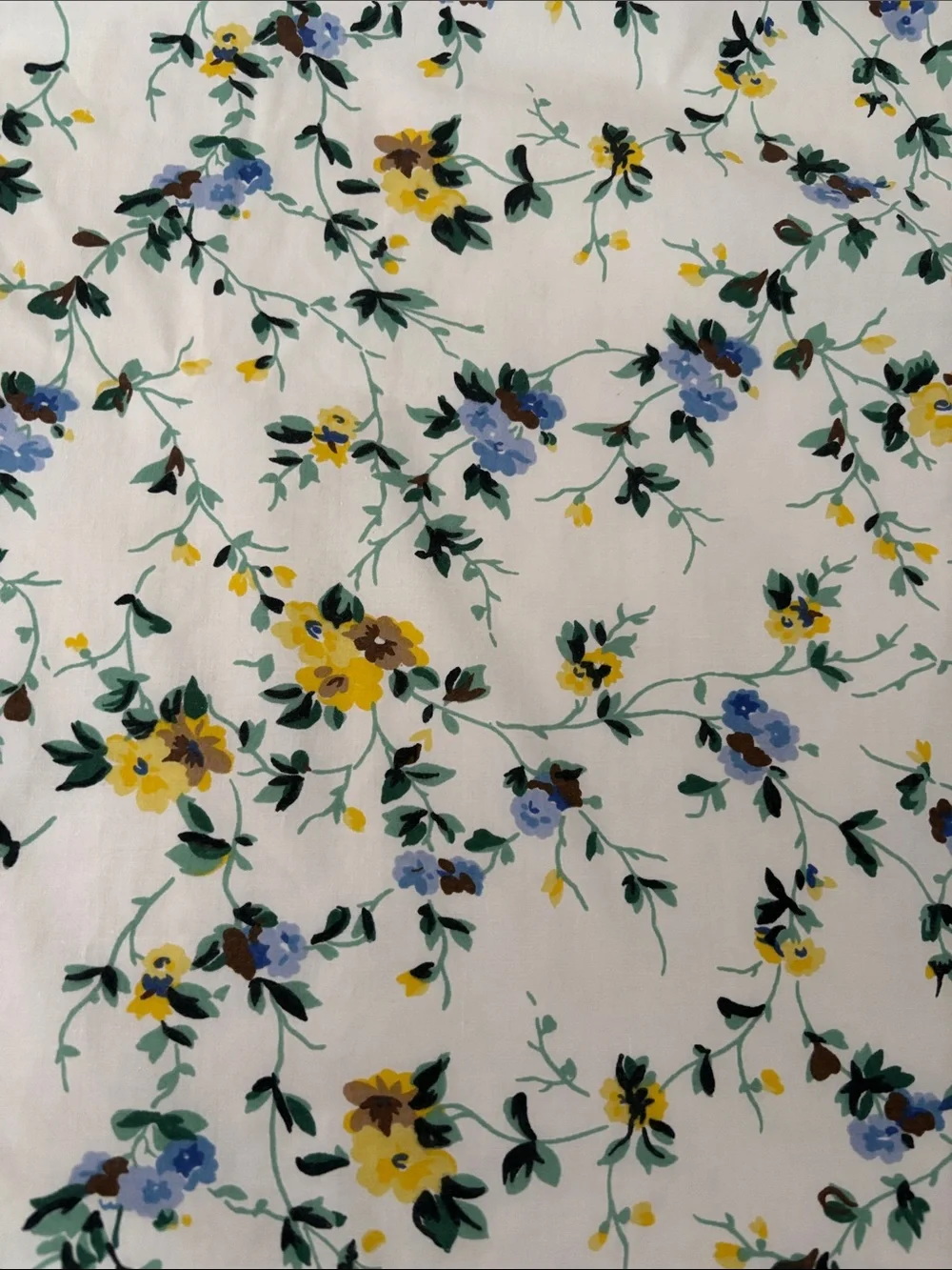 Vintage Laura Ashley Polyanthus Primrose Blue Yellow Flowers 80s 90s